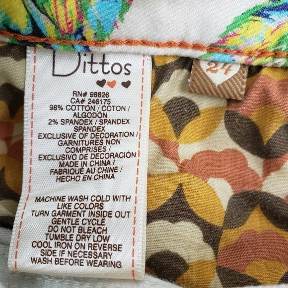 dittos Misty Women US 24 Love Birds cut off denim shorts white jeans tropical - Picture 5 of 8